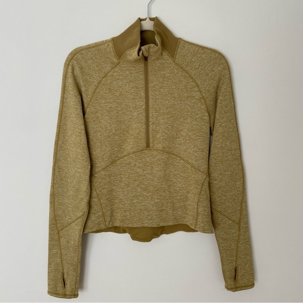 Lululemon Always Alert Half Zip in Heathered Grape Leaf Light Green size 6